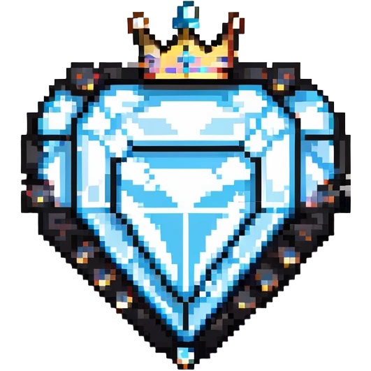 A sparkly diamond-shaped sponsor badge with crown emoji