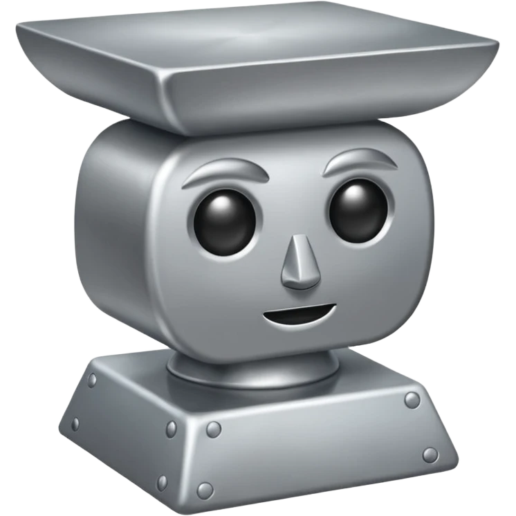 Silver anvil with face emoji