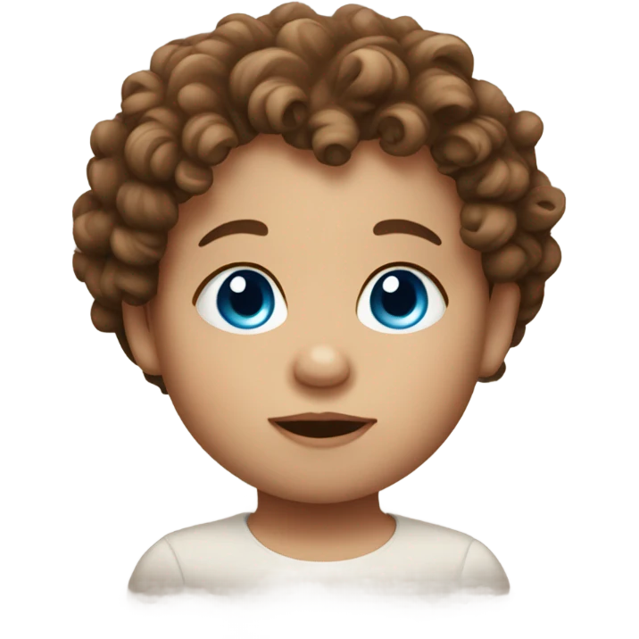 Blue eyed baby with curly brown hair emoji