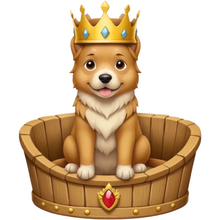 dog sitting on his thrown, wearing a crown  emoji