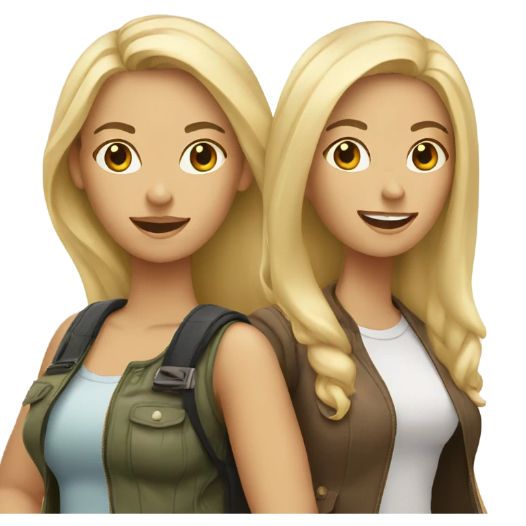 Two blonde women, 1 brunette, traveling emoji