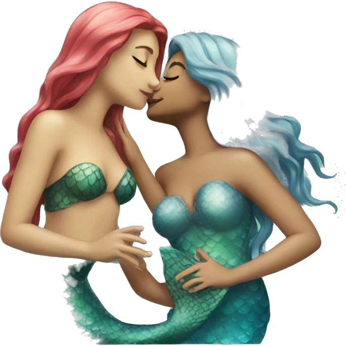Mermaid kissing another mermaid emoji