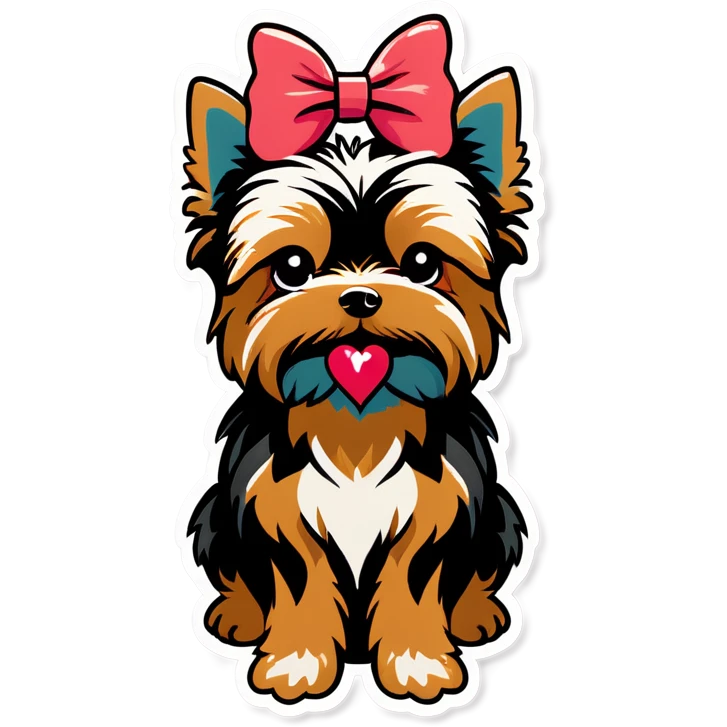 Yorkie blowing kiss with bow  emoji