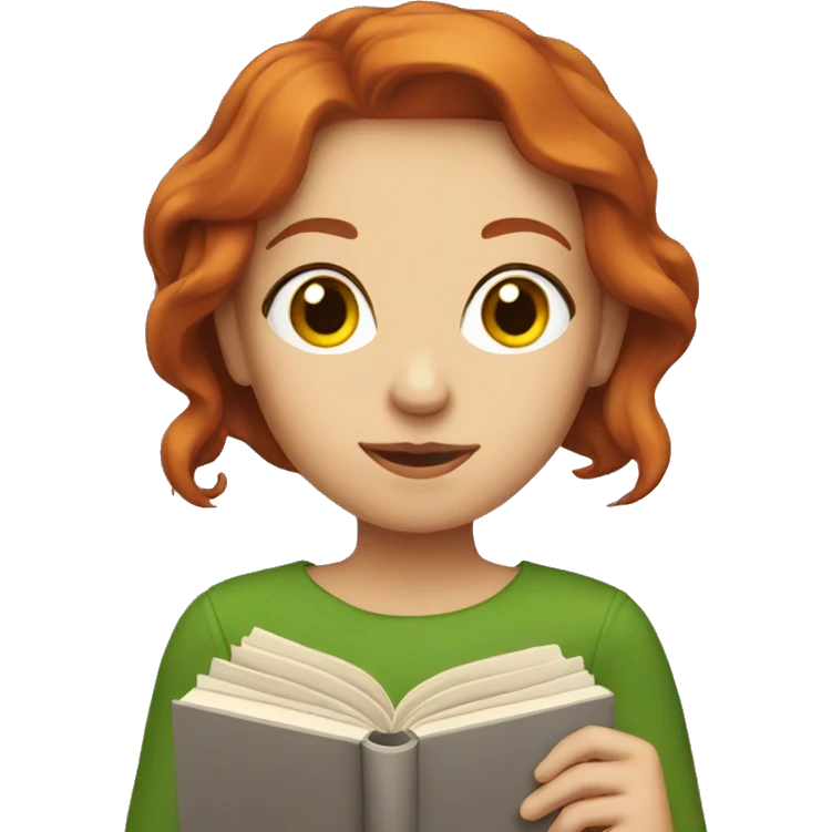 Redhead woman with book emoji