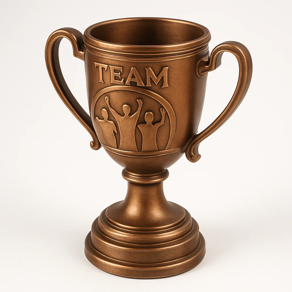 team celebrating with trophy emoji