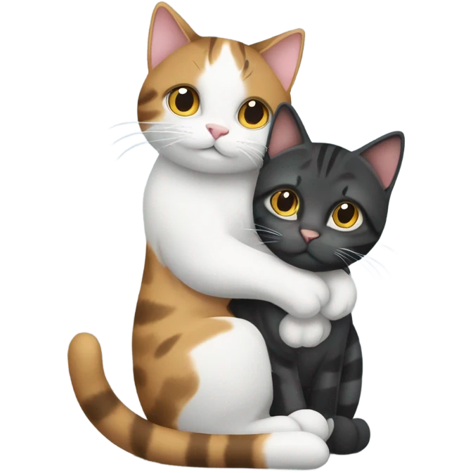 Grey and black tabby with white legs loving a calico cat emoji