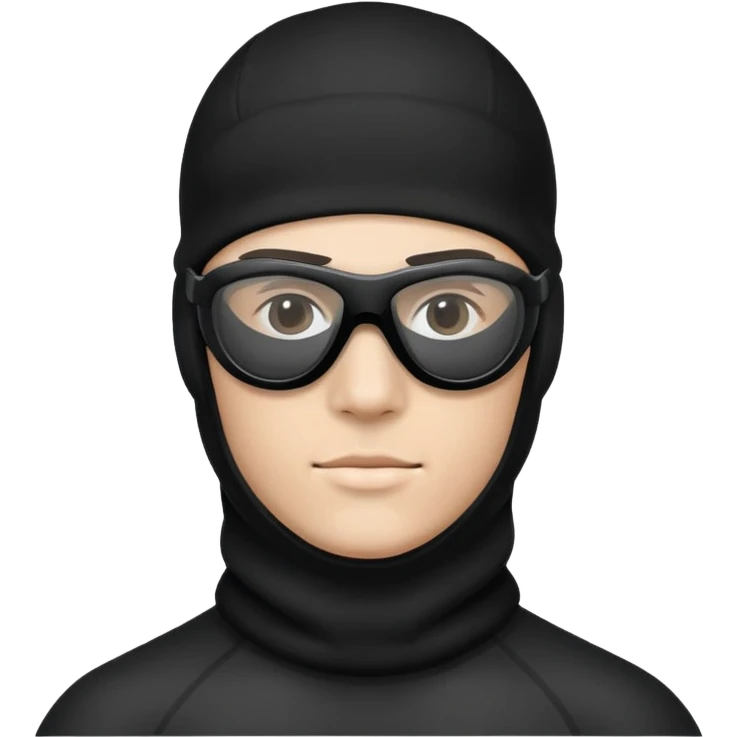 Face with black balaclava and black tinted sports glasses emoji