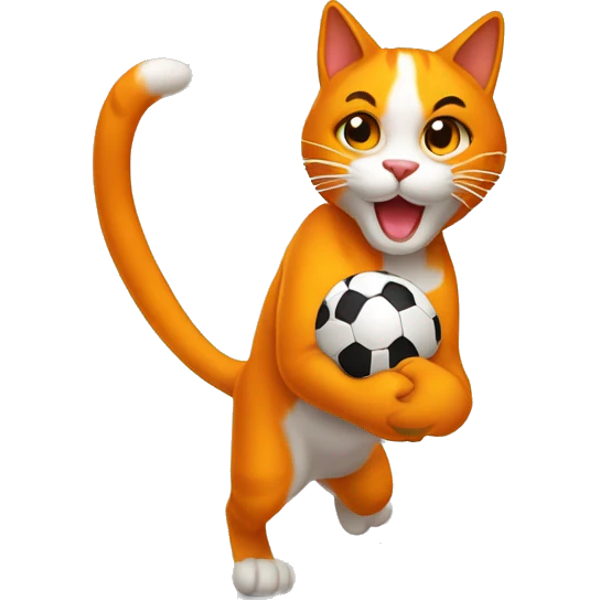Gato naranja jugando con una pelota  emoji