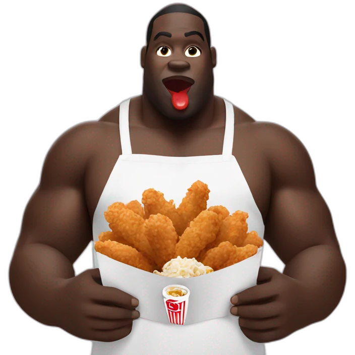 Big Black man eating kfc in a champ de coton emoji