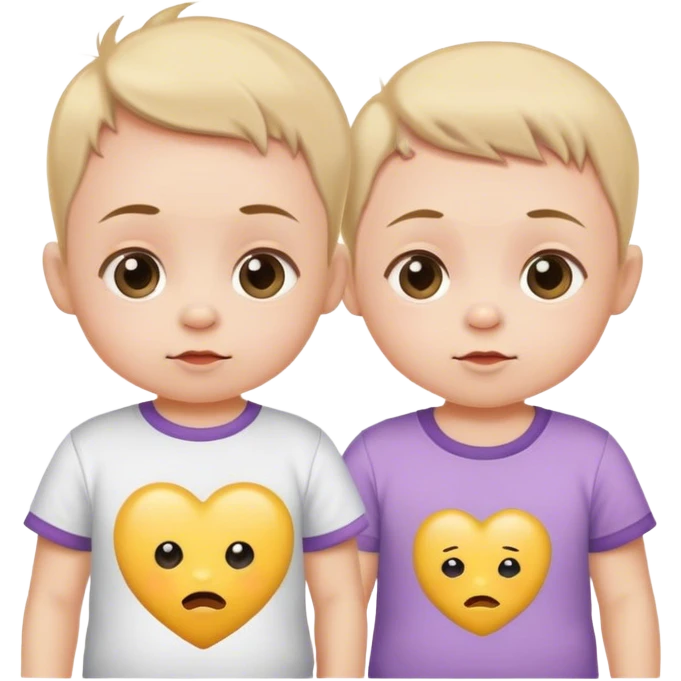 Small baby and bigger baby wearing cute shirts emoji