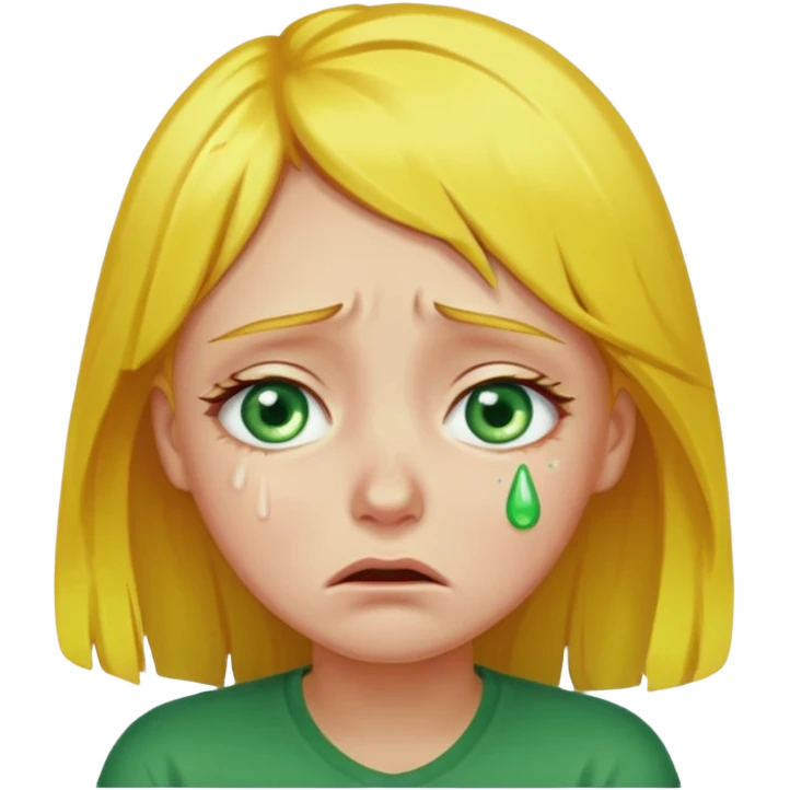 the girl is that criying she has green eyes and yellow hair emoji
