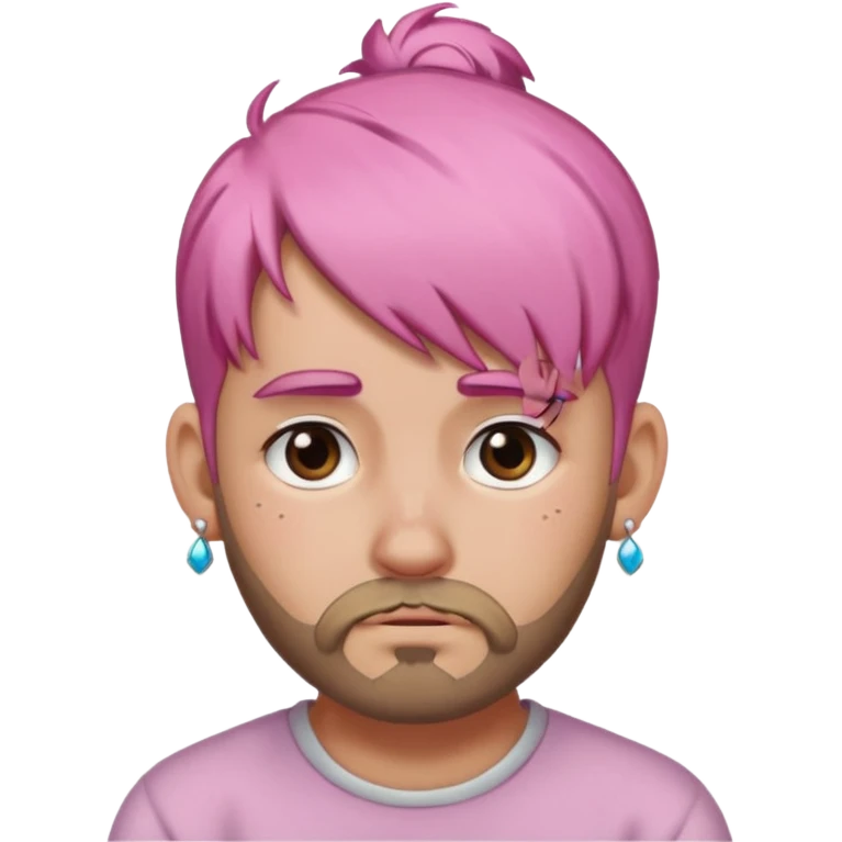  bun haired with earrings pink hair guy sad with beard emoji