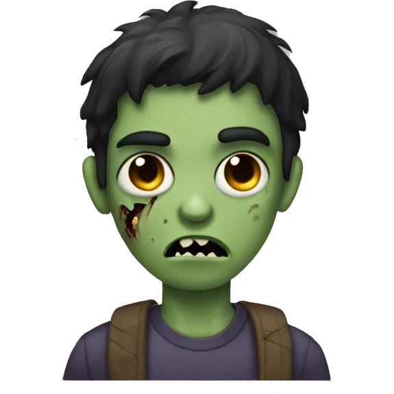 teen boy zombie with dark hair and dark eyes emoji