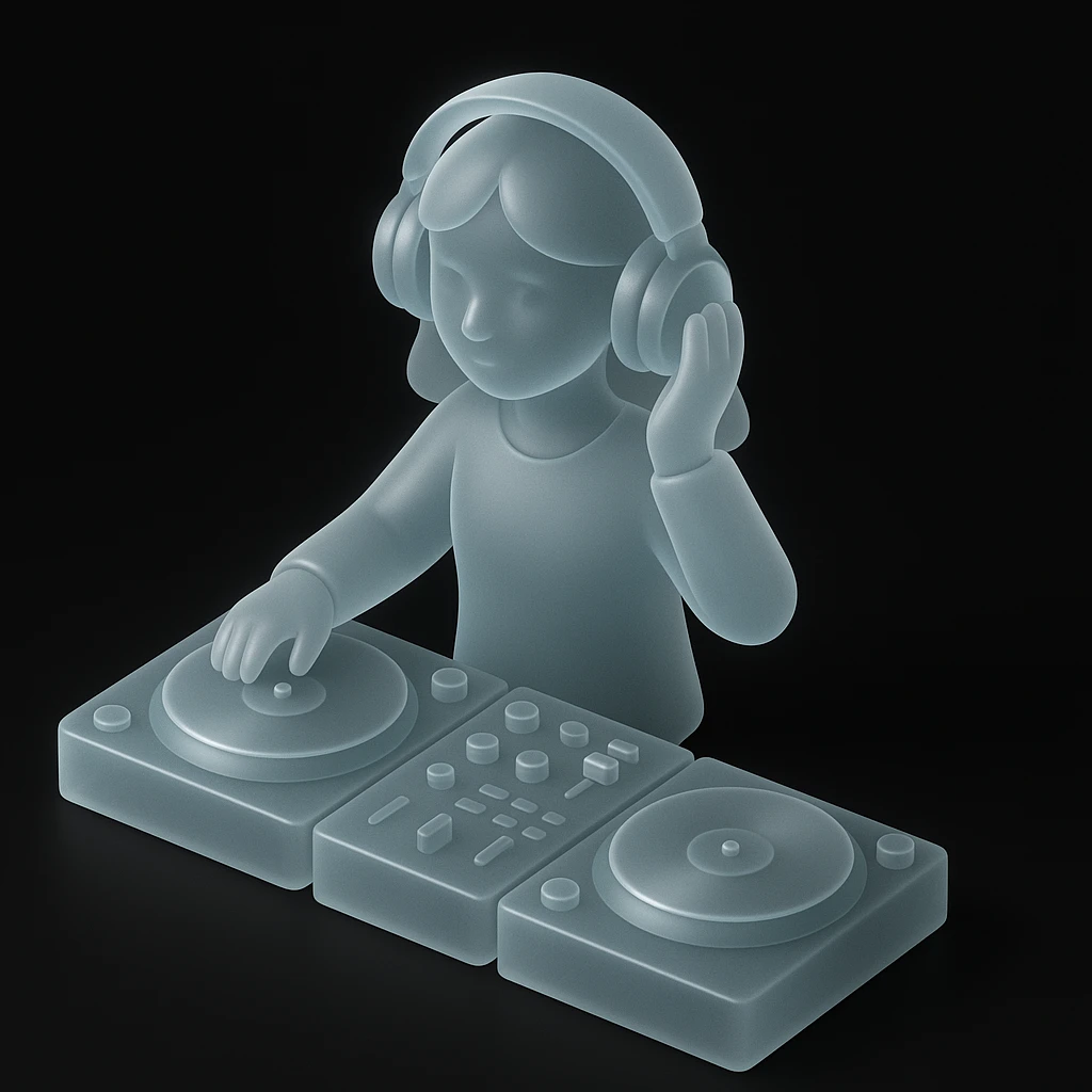 girl playing DJ set emoji