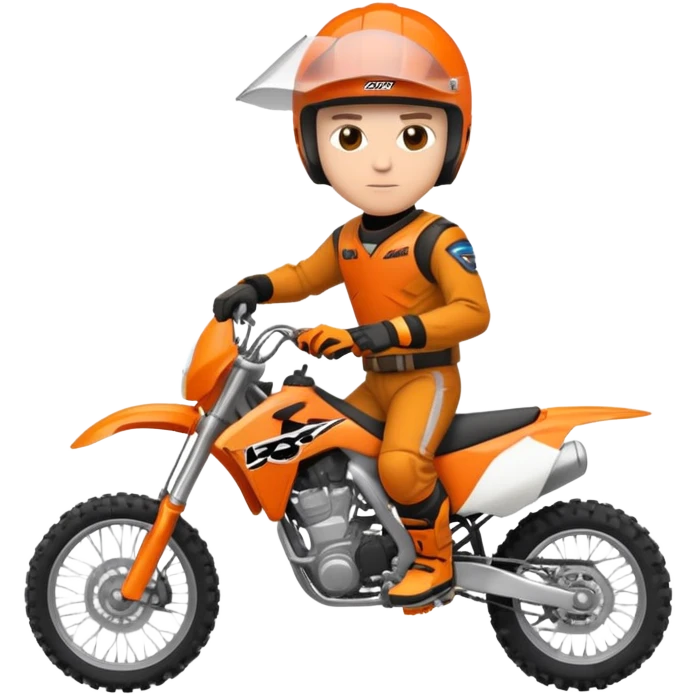 white man with short hair but not bald on a orange motocross emoji