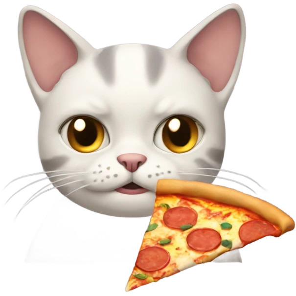 Sad cat eating pizza emoji