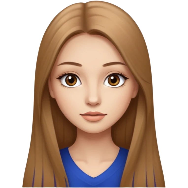 very beautiful girl with long straight light brown hair and make-up with very light skin with long eyelashes  emoji