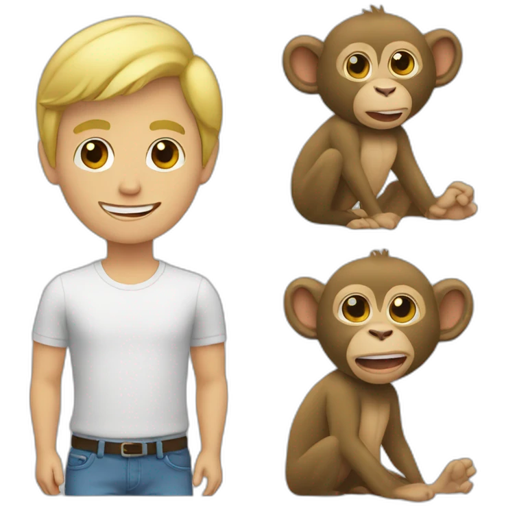 Blonde guy with a monkey emoji