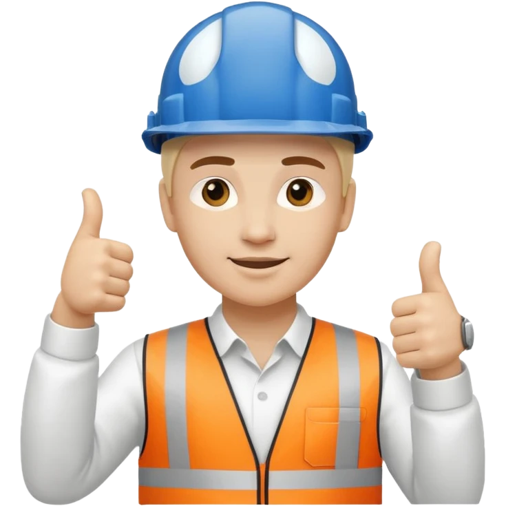 Cara de persona con casco blanco inginierl civil con pulgar arriba emoji