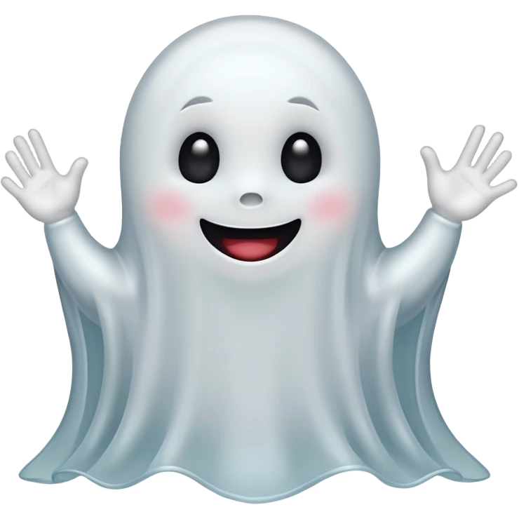 little cute ghost saying hello emoji