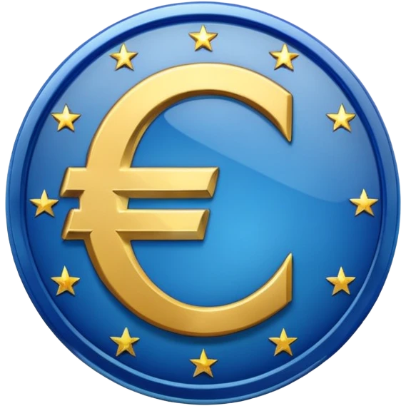 Transparent blue euro coin emoji