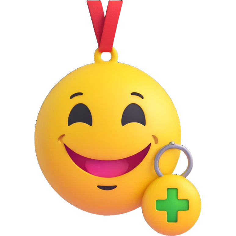 3D smiley emoji, round shape, lucky amulet, lucky face emoji