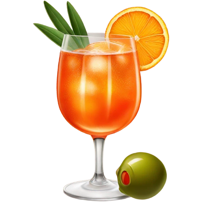Aperol spritz with green olives and orange  emoji