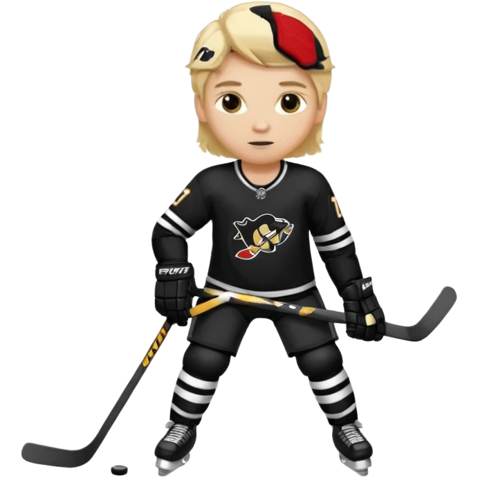 hockey player blonde hair black outfit emoji
