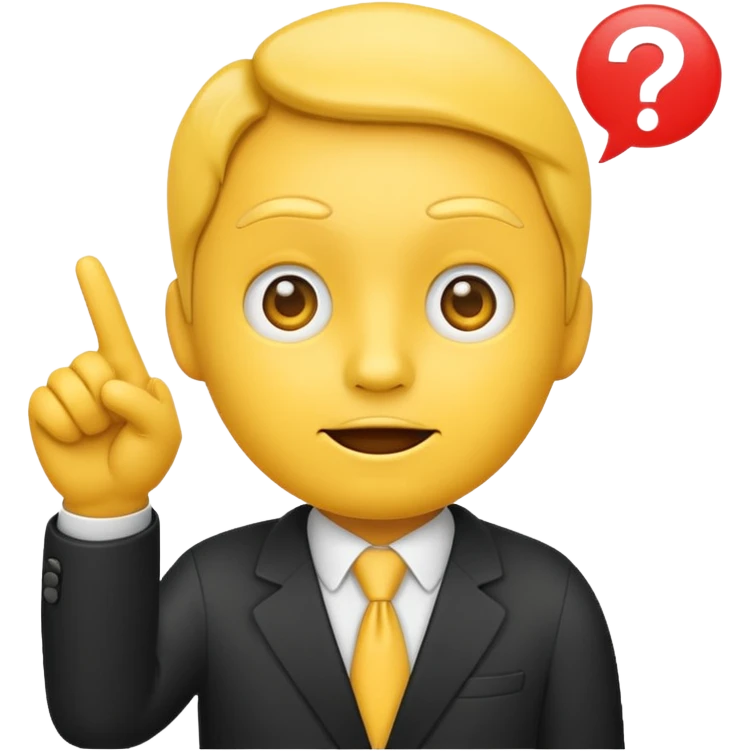 a yayayoyo style face and hand emoji pointing to question and answer  emoji