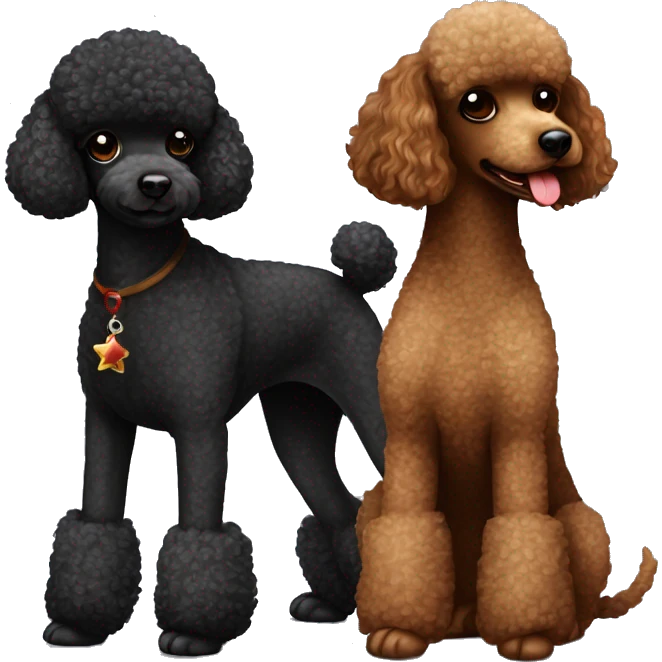 Black toy poodle with brown miniature poodle Christmas  emoji