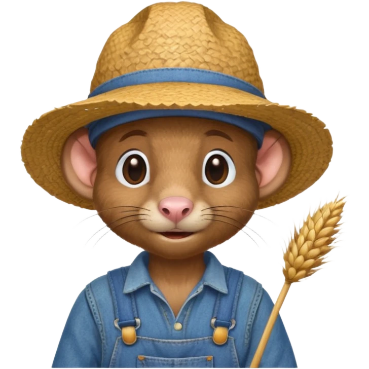farmer rat gardener in denim overalls with a straw hat emoji