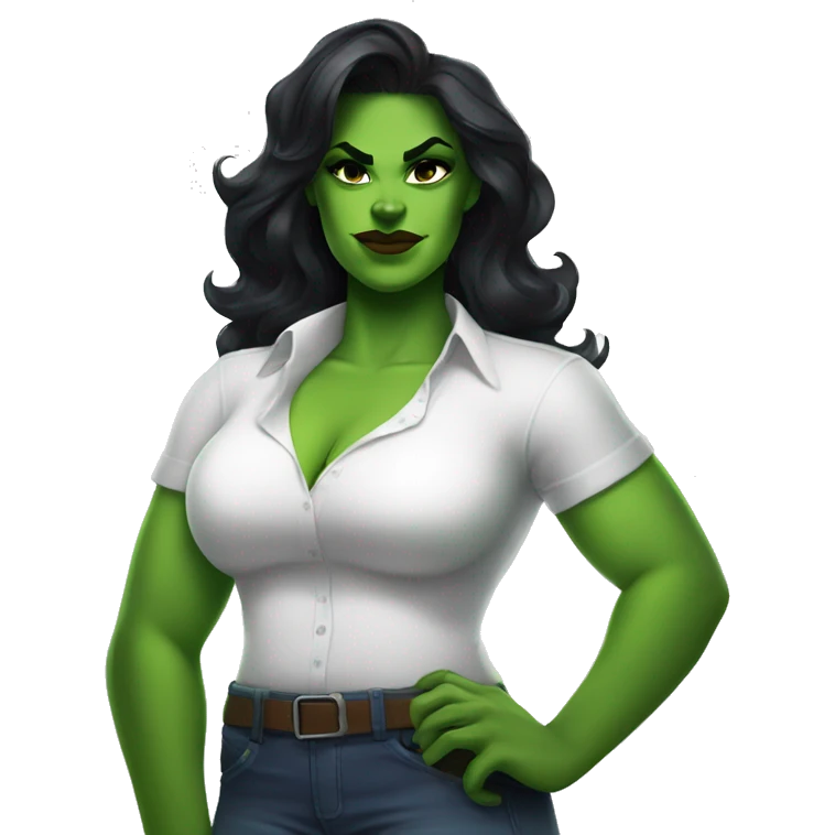 Curvy She Hulk in love wearing a white shirt  emoji