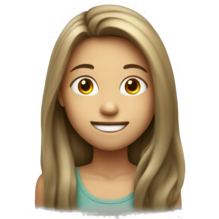 smiling girl with long hair eating emoji