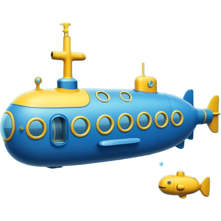 blue mini single submarine in cartoon  emoji