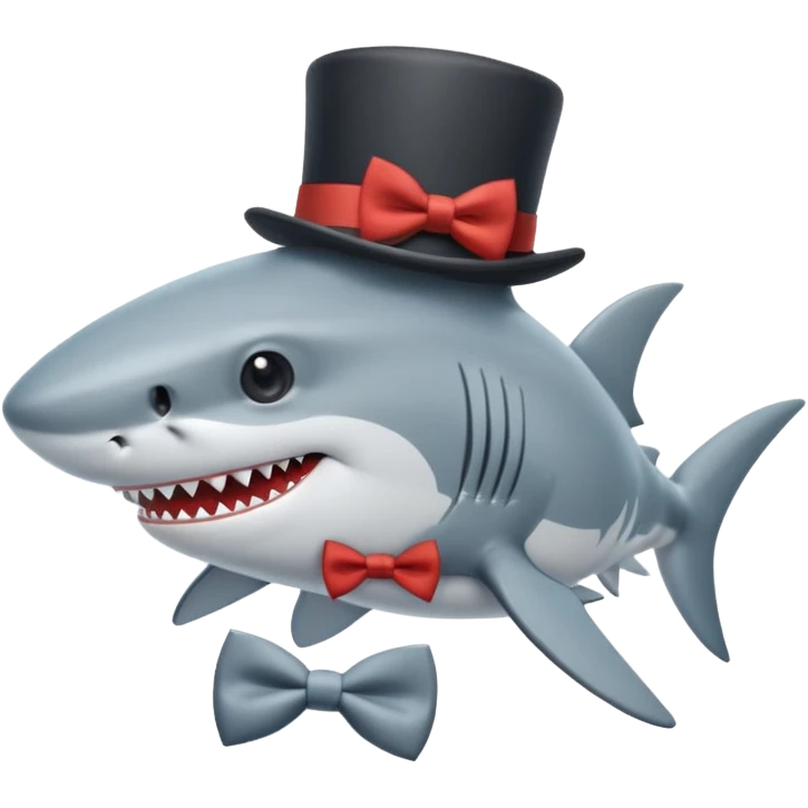 Shark with a top hat emoji