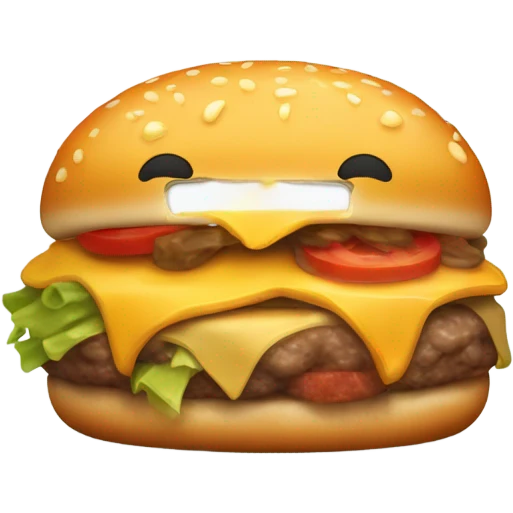 Generate a sleepy cheeseburger emoji with droopy eyes, a tiny yawn, and a slightly messy look. emoji