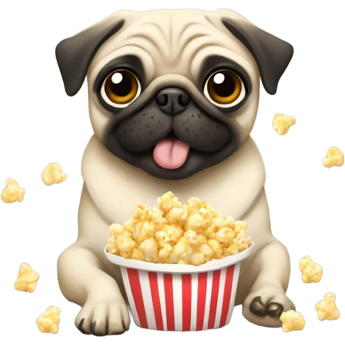 Pug eating popcorn  emoji