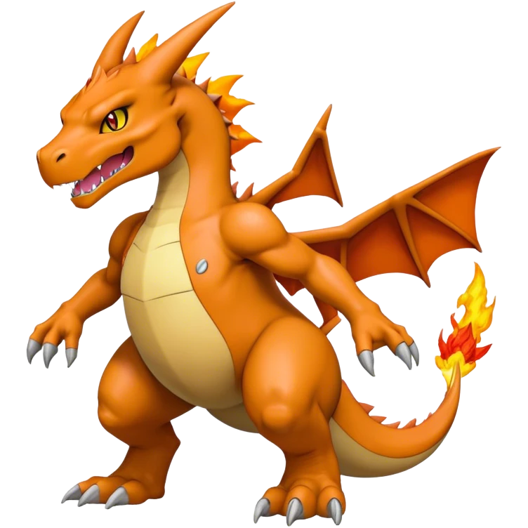 Cool edgy Greymon-Charizard-Digimon, full body  emoji