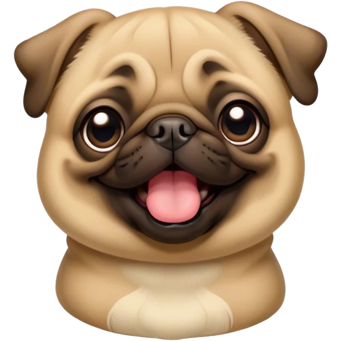Cinematic Cute Yawning Fawn Pug Portrait Emoji, Head tilted slightly with a dramatic, wide-open yawn, showcasing a soft fawn coat with a velvety texture, floppy ears slightly drooping, round dark eyes barely open in drowsy contentment, Simplified yet irresistibly adorable features, highly detailed, glowing with a soft, cozy glow, high shine, relaxed yet expressive, stylized with a touch of whimsy, bright and endearing, soft glowing outline, capturing the essence of a sleepy yet affectionate companion, so drowsy it feels like it could stretch out of the screen and curl up for a nap! emoji