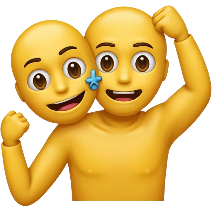 Normal yellow emoji but cross eyes with dead looking mouth with younger hanging out with arms chocking itself emoji