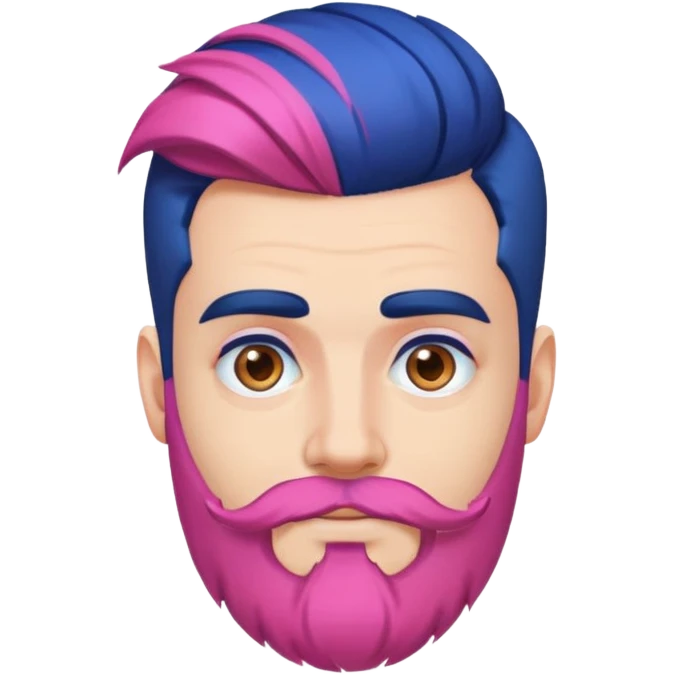 a man with a pink beard, dark blue hair with an updo emoji