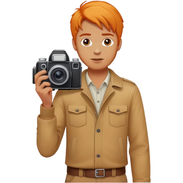 orange hair full body man with camera standing emoji