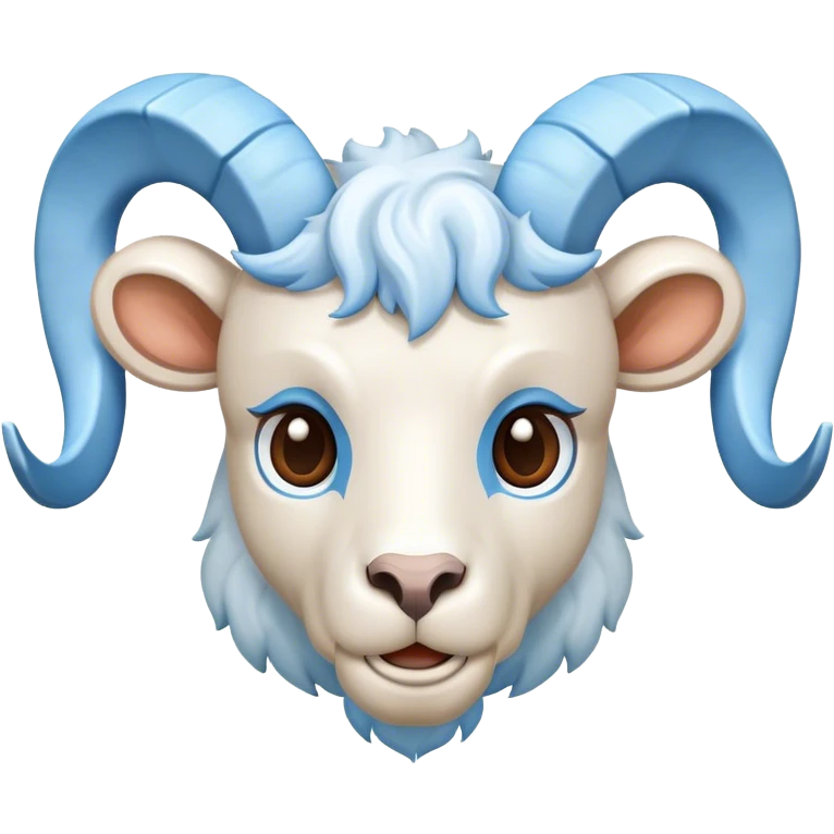 white ram with light blue horns, realistic emoji