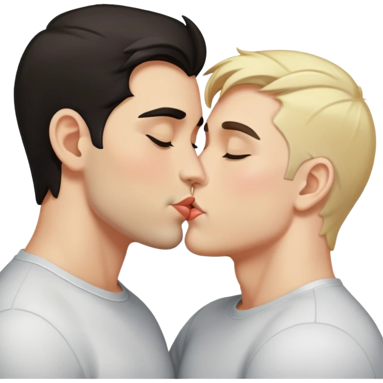 gay men kissing, one dark hair, one blondish hair emoji