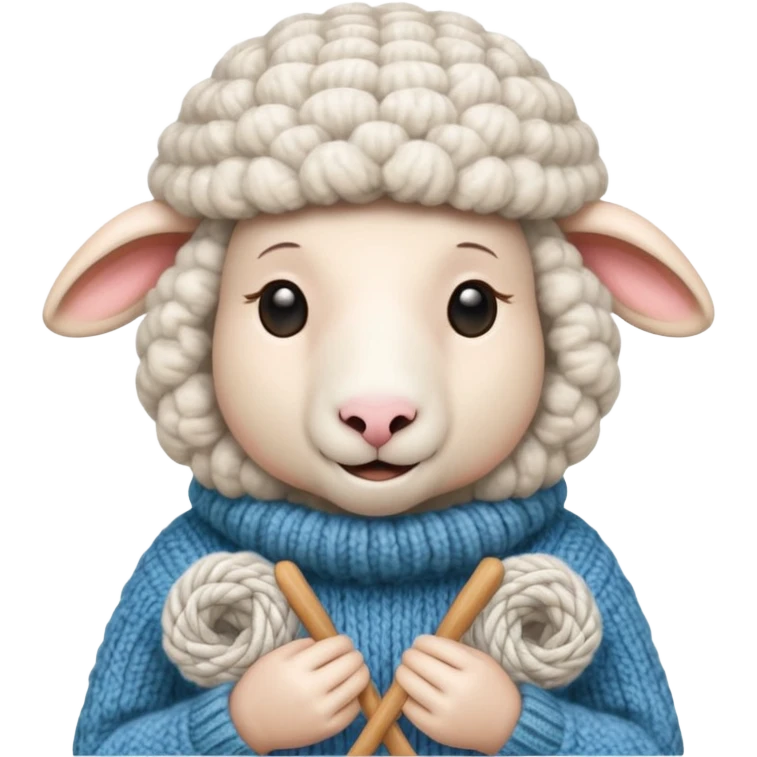Sheep knitting a hat emoji
