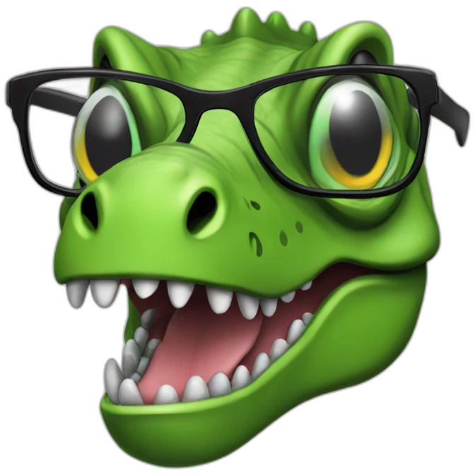 old green t rex with glasses emoji
