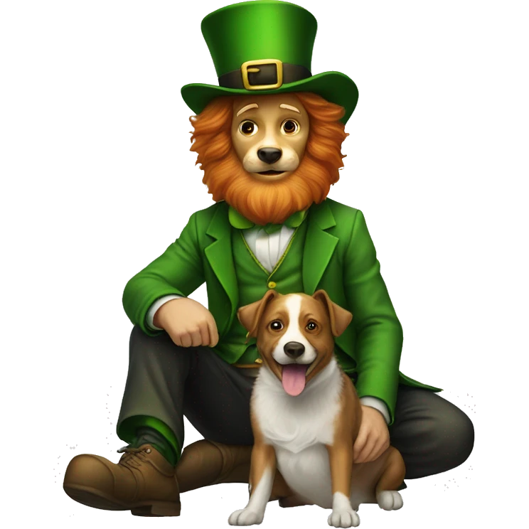 Leprechaun sat on a dog  emoji