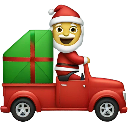Santa riding in a truck emoji