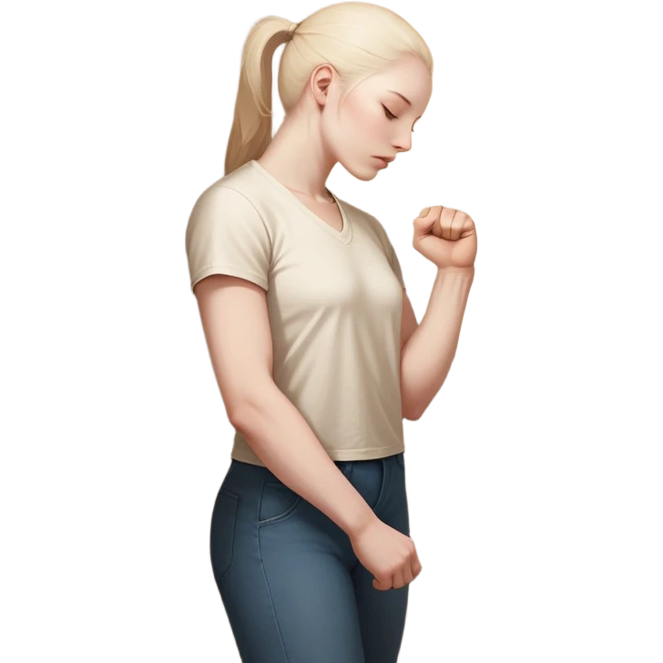 A person stands facing a wall with their hand on it, their shoulders hunched as if weighed down. A glowing, clenched fist of tension sits in their chest. But behind them, a doorway opens—light streaming through. The words "You are free" echo from inside. It’s the moment of  they can choose peace. emoji