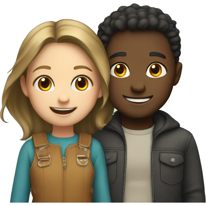 girl and boy smiling together emoji